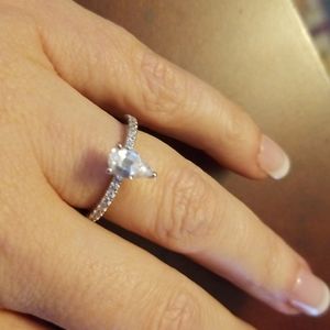 Diamonique 1 cttw Pear Cut Bridal Ring